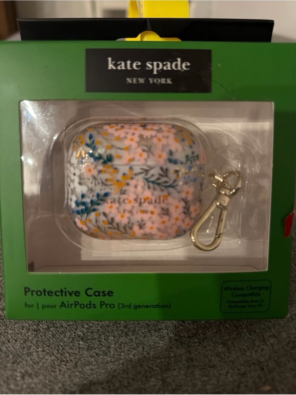 kate spade Pink Floral AirPods Pro Case with Gold Clip